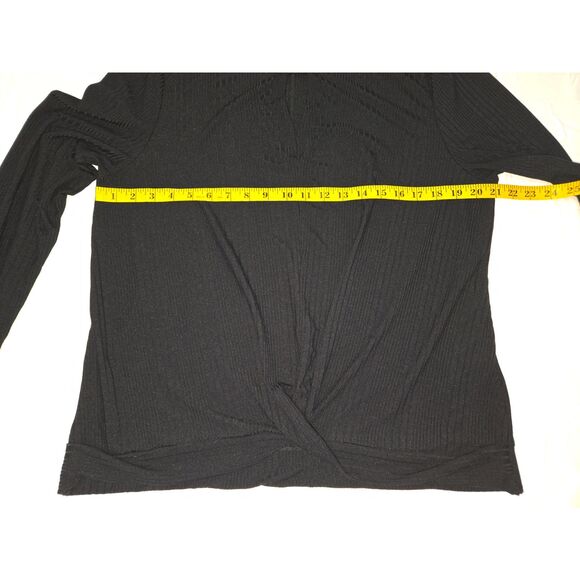 INC Tie Knot Keyhole Blouse Women XL Black Long Sleeve - Picture 4 of 7